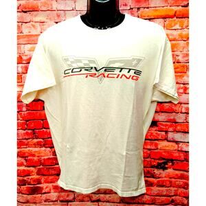 Fruit of the Loom T-Shirt Men's XL White Corvette Racing Graphic Short Sleeve